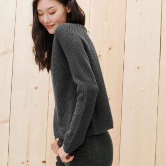 Jenni Kayne:  Cashmere Fisherman Sweater, XL, Carbon - Picture 2 of 8